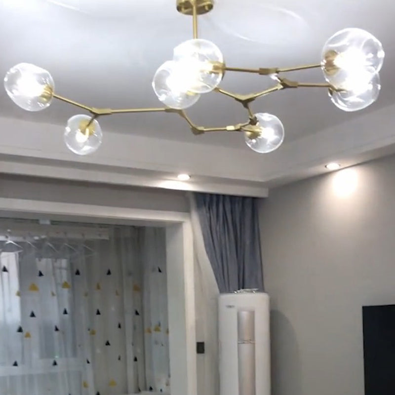 Nordic Molecule Ceiling Pendant Light Dimpled Glass Living Room Chandelier with Pivot Joint
