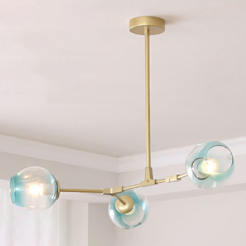 Nordic Molecule Ceiling Pendant Light Dimpled Glass Living Room Chandelier with Pivot Joint