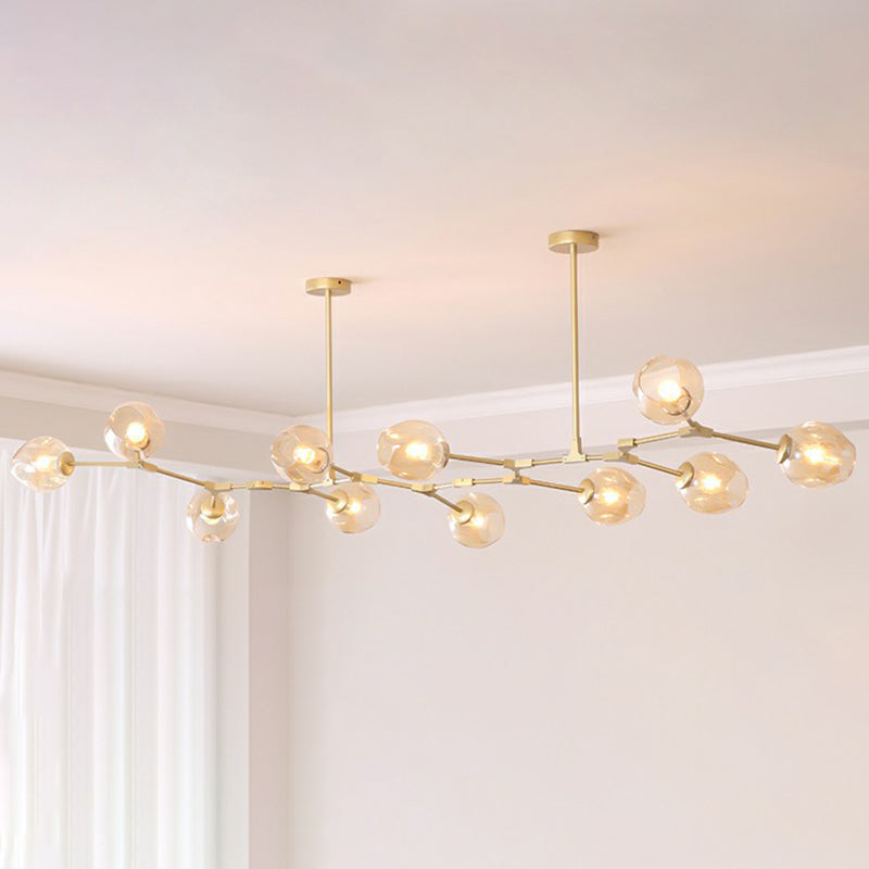 Nordic Molecule Ceiling Pendant Light Dimpled Glass Living Room Chandelier with Pivot Joint