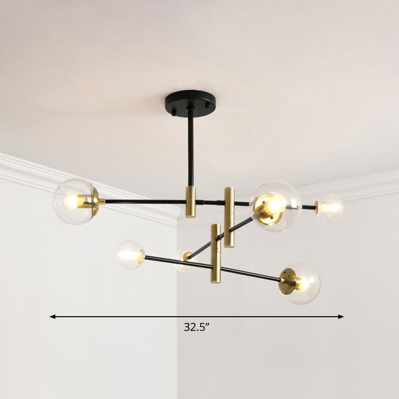 Simplicity Ball Shade Chandelier Glass Bedrod Apparecchiatura di illuminazione sospesa con braccio rotabile