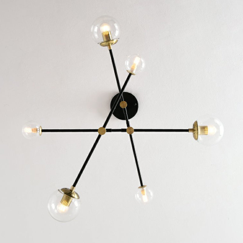 Simplicity Ball Shade Chandelier Glass Bedrod Apparecchiatura di illuminazione sospesa con braccio rotabile