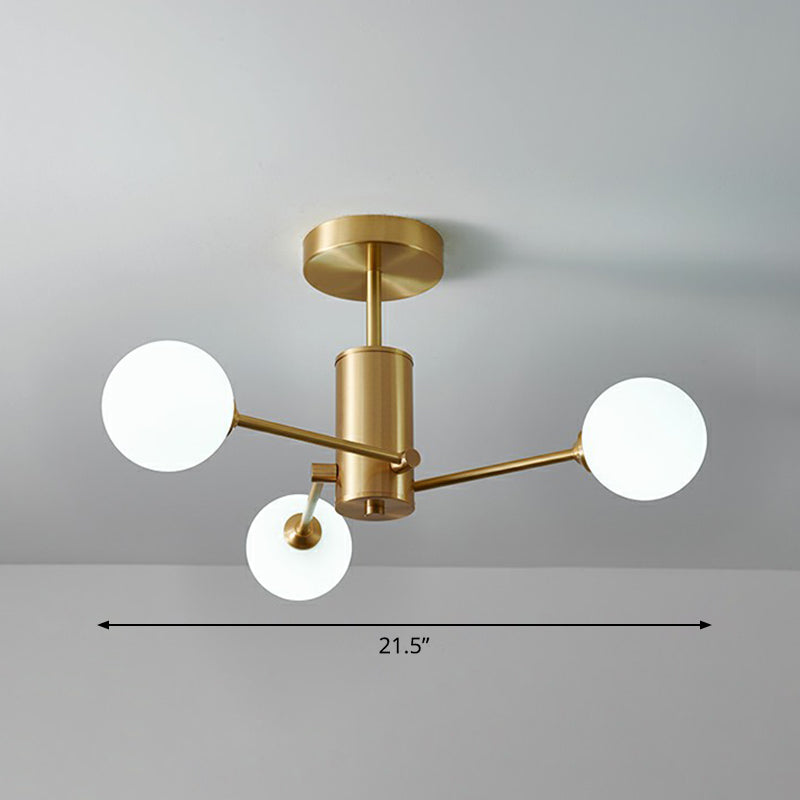 Lampe de lustre en verre de boule postmoderne d'éclairage de Suspension radiale en laiton pour le salon