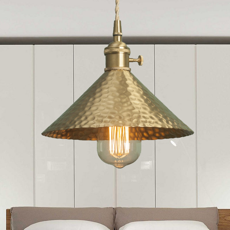 Metallic Messing/Gold Finish Anhänger Leuchte konisch