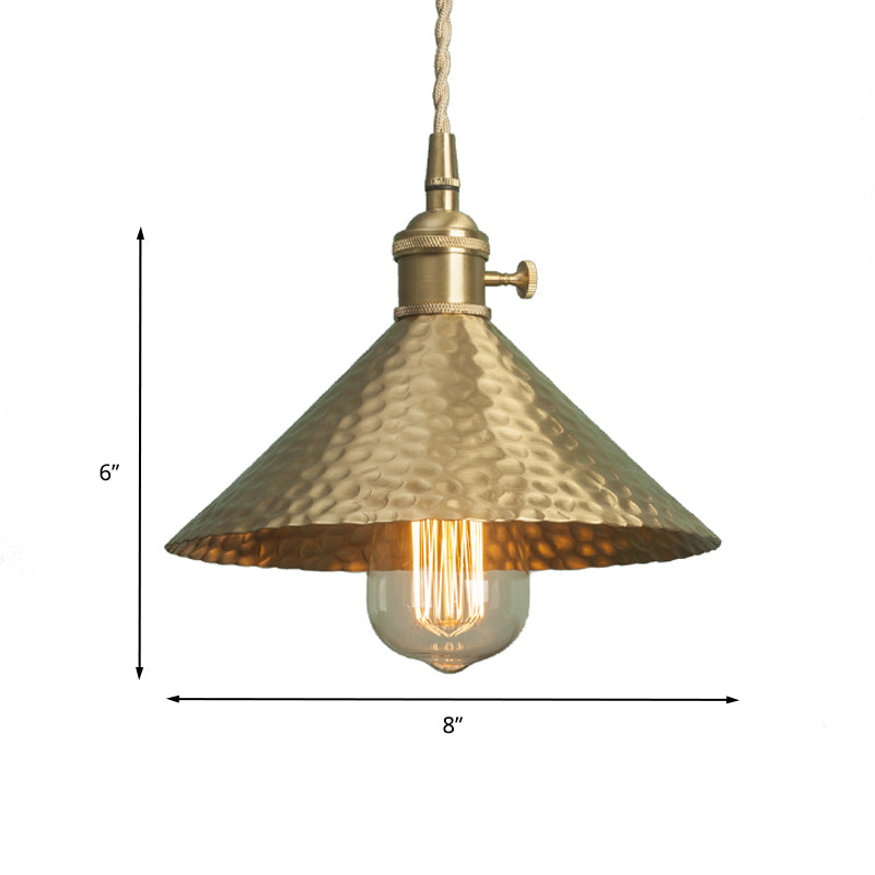 Metallic Messing/Gold Finish Anhänger Leuchte konisch