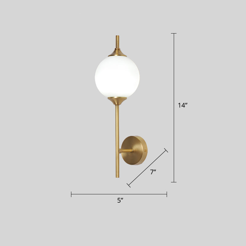 White Glass Geometric Wall Lighting Postmodern Brass Finish Wall Sconce for Living Room