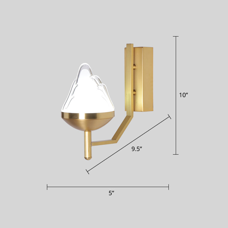 White Glass Geometric Wall Lighting Postmodern Brass Finish Wall Sconce for Living Room