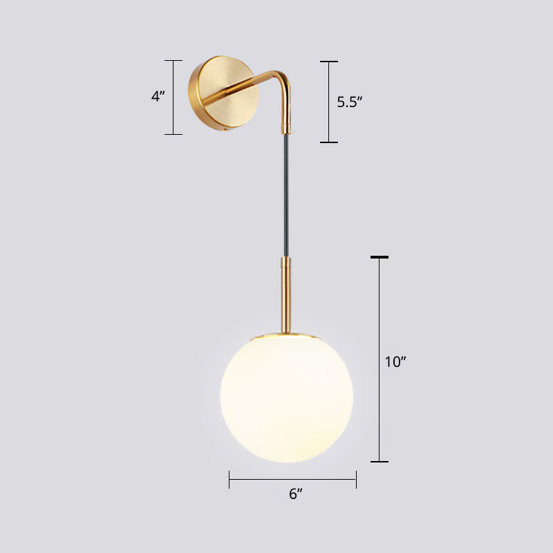 Opaalglas bolvormige wandlamp armatuur eenvoud 1 lamp wandlicht sconce voor slaapkamer
