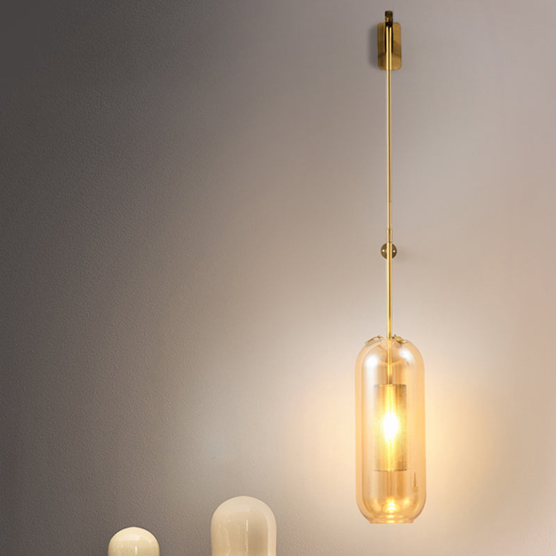Pillenkapselglaswand Lampe Postmoderne 1 Kopf Messing Leuchte mit Netzschutz