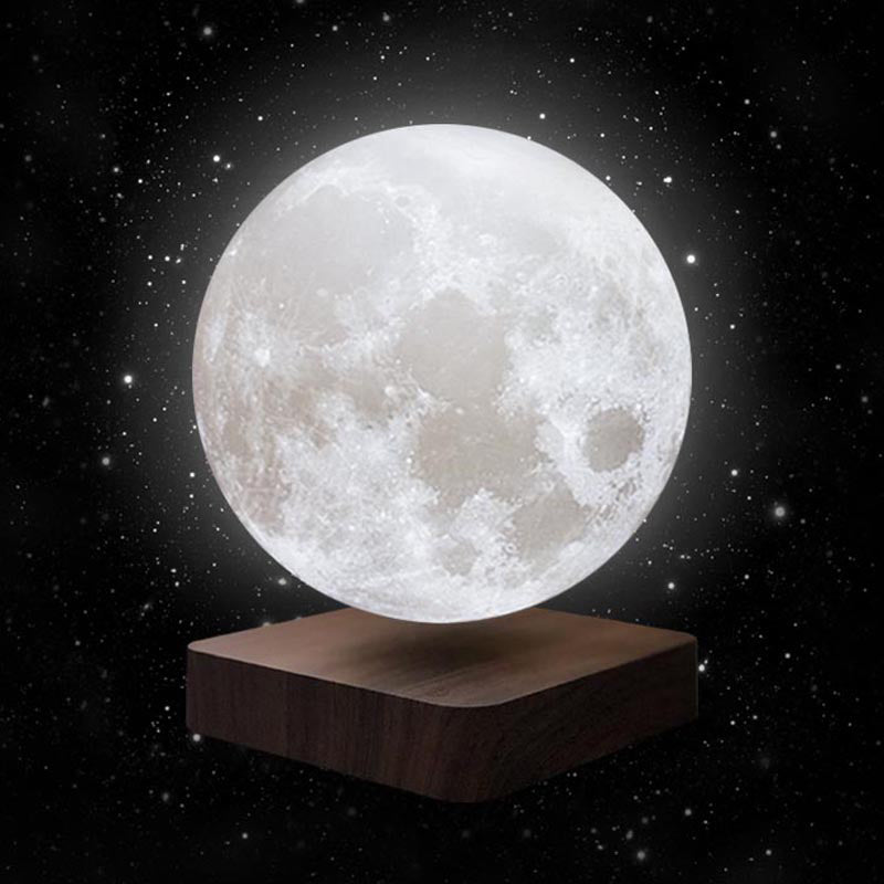 Plastic Moon Shaped Table Light Decorative LED White Maglev Nightstand Lamp for Child Room