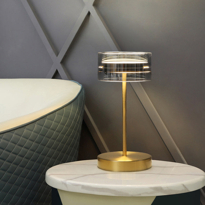 Lampada a led cilindrica in ottone Lampada da tavolo Minimalista Stare Notte di vetro Luce per camera da letto