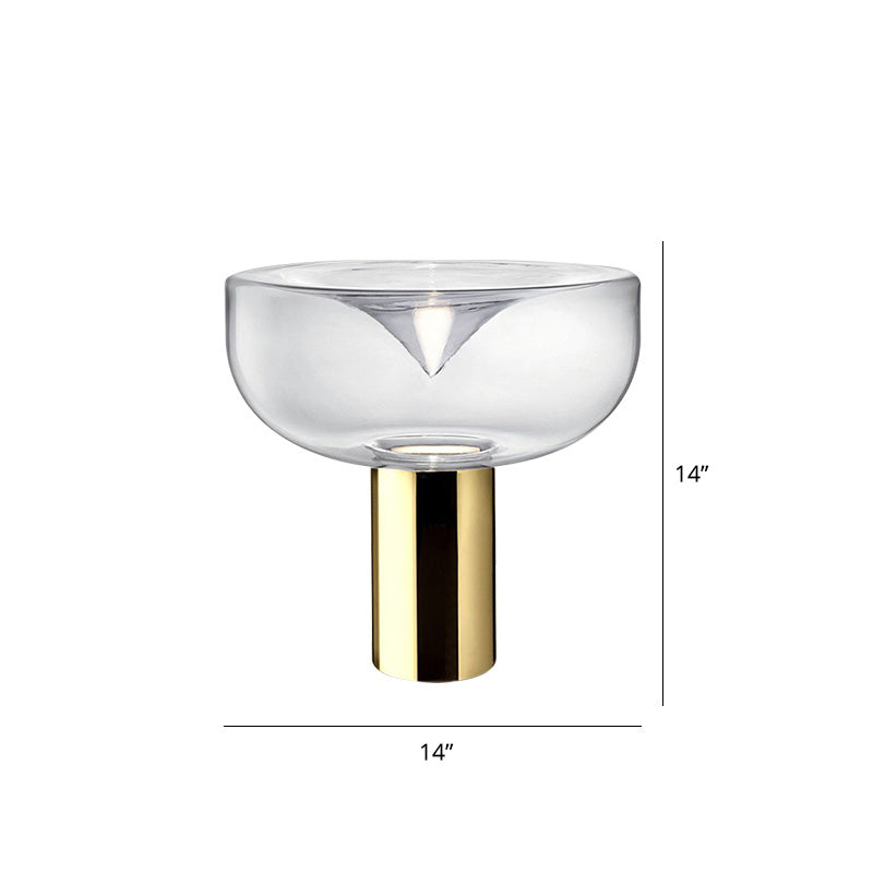 Ciotola vetrata luce minimalismo da tavolo a 1 bulbo con design aperto per camera da letto