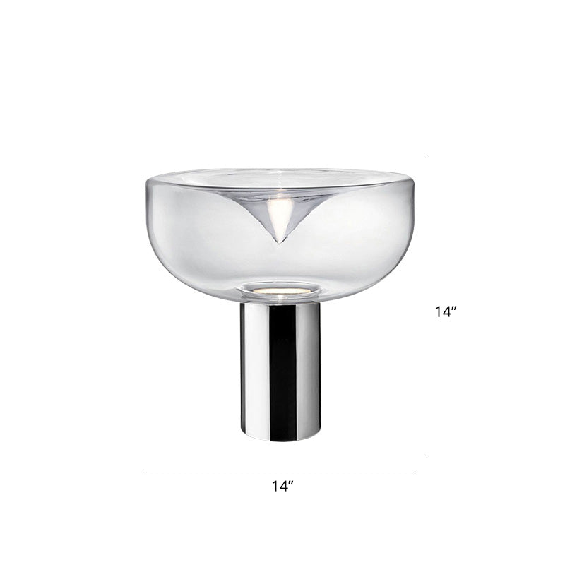 Ciotola vetrata luce minimalismo da tavolo a 1 bulbo con design aperto per camera da letto