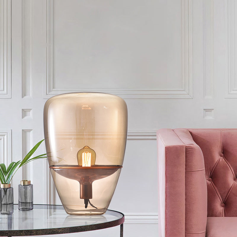 Conical Nightstand Light Designer Style Glass Single-Bulb Table Lamp for Living Room