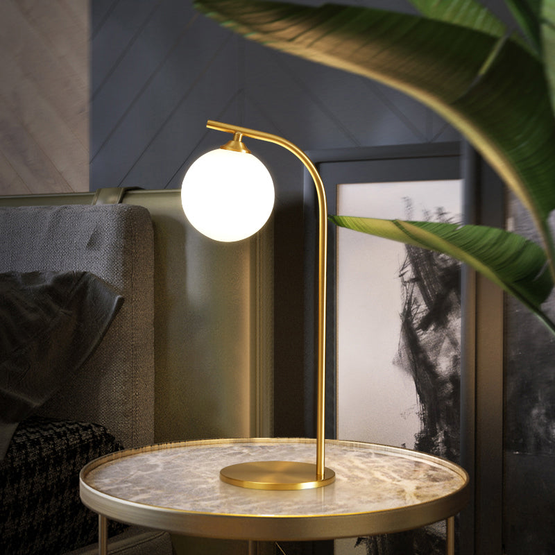 Bend Metallic Nightstand Lamp Postmodern Brass LED Table Lighting for Living Room