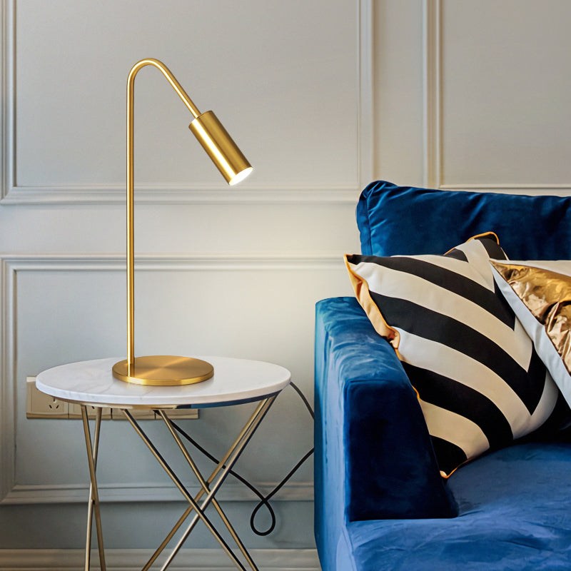 Bend Metallic Nightstand Lamp Postmodern Brass LED Table Lighting for Living Room