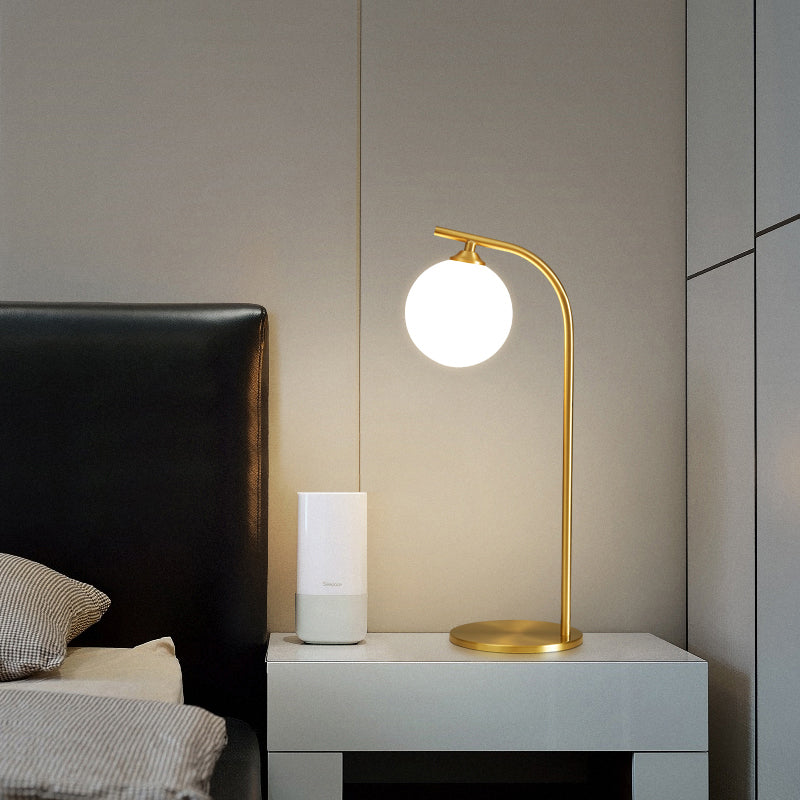 Bend Metallic Nightstand Lamp Postmodern Brass LED Table Lighting for Living Room