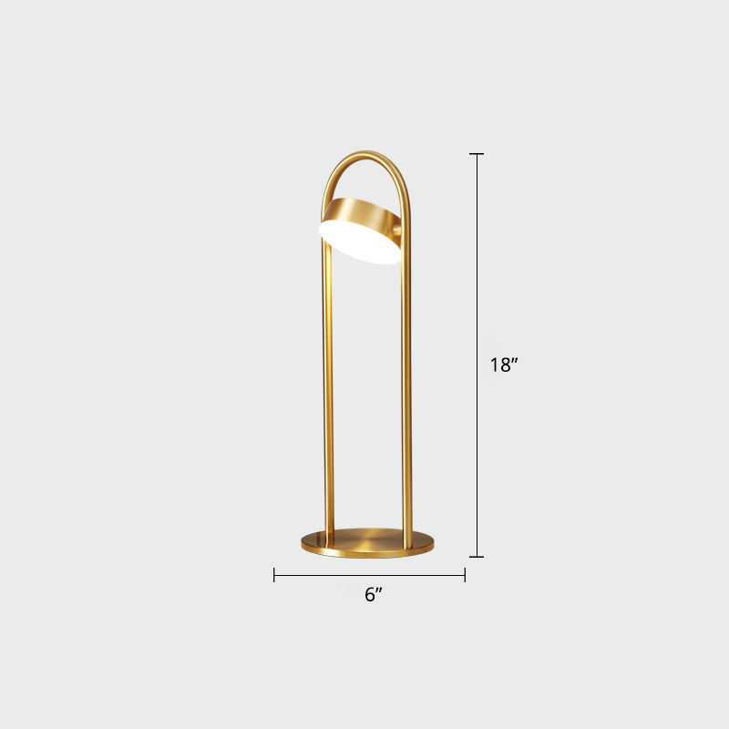 Bend Metallic Nightstand Lamp Postmodern Brass LED Table Lighting for Living Room