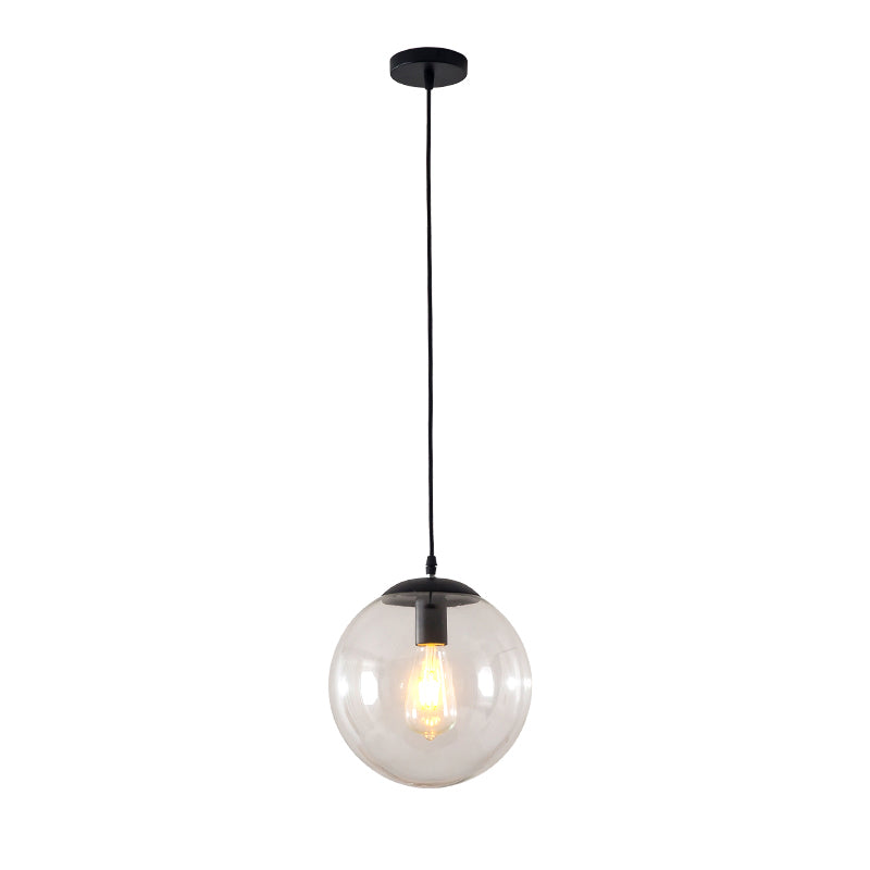 1-Head Restaurant Hanging Lamp Minimalist Ceiling Pendant with Sphere Glass Shade