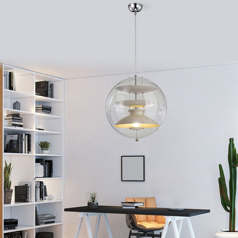 Klare kugelförmige Suspensionsbeleuchtungsdesigner 1-Kopf-Acryl-Anhängerlampe mit mehrschichtiger Farbton im Inneren
