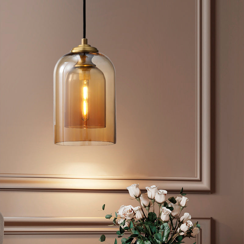 Lampada a pendente a pendente cupola a cupola in vetro nordico a 1 lutto