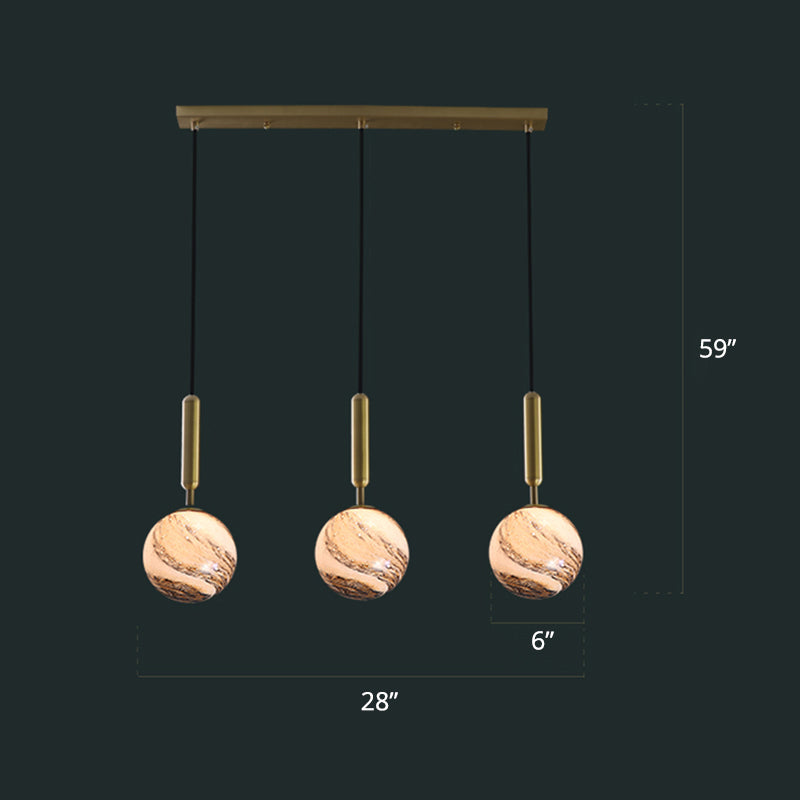 Messing bal meerdere hangend licht licht eenvoud glazen plafondlicht voor open keuken