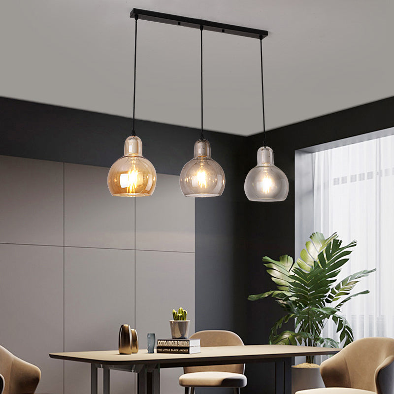Postmoderne kalebasvorm hanglamp glas 3 hoofden eetkamer ophanging licht in zwart