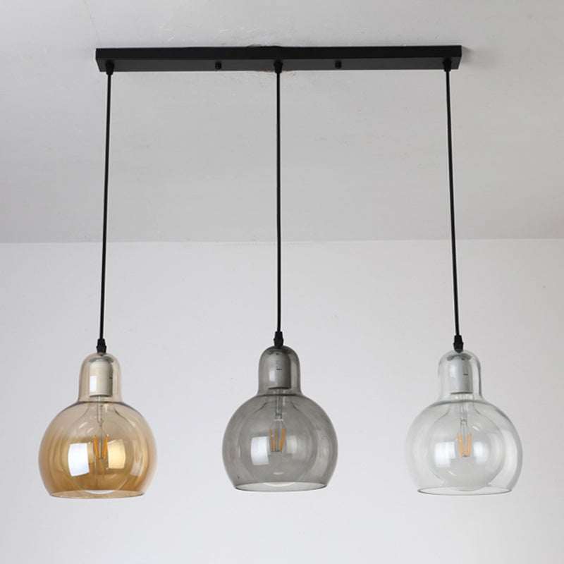 Postmoderne kalebasvorm hanglamp glas 3 hoofden eetkamer ophanging licht in zwart