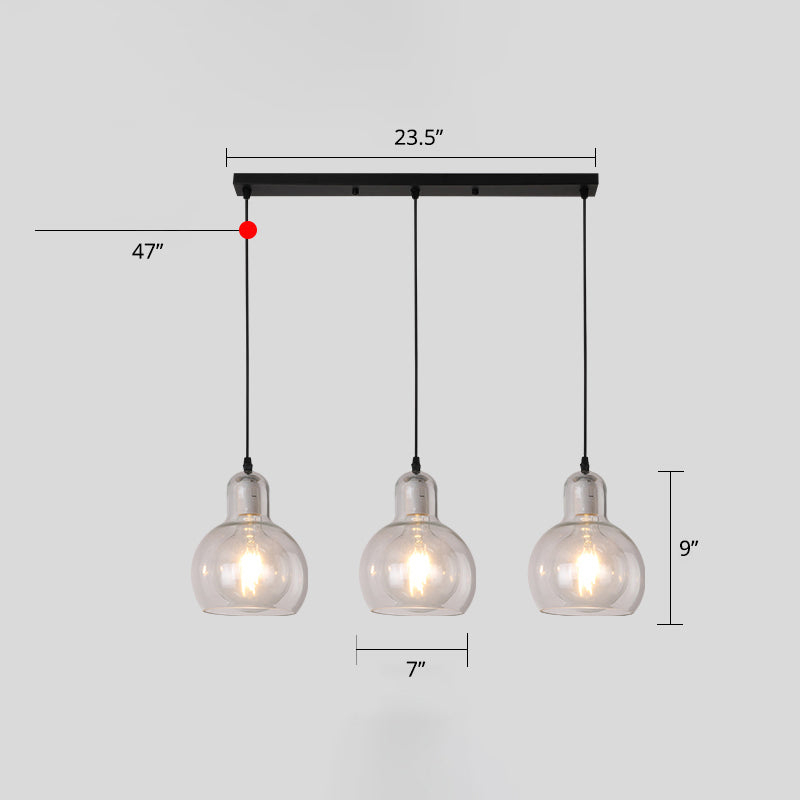 Postmoderne kalebasvorm hanglamp glas 3 hoofden eetkamer ophanging licht in zwart