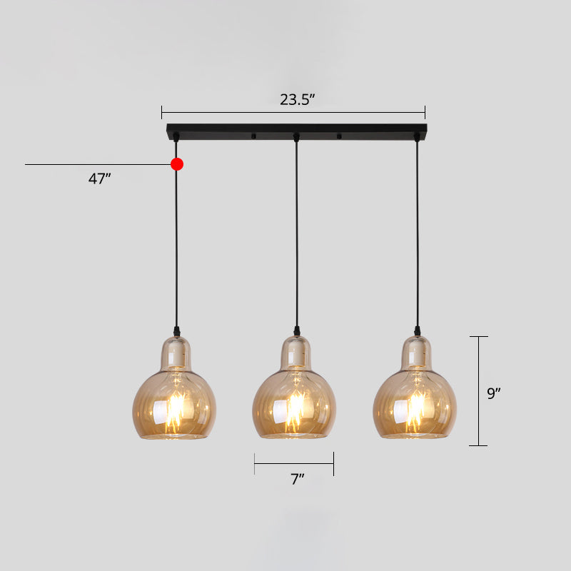 Postmoderne kalebasvorm hanglamp glas 3 hoofden eetkamer ophanging licht in zwart