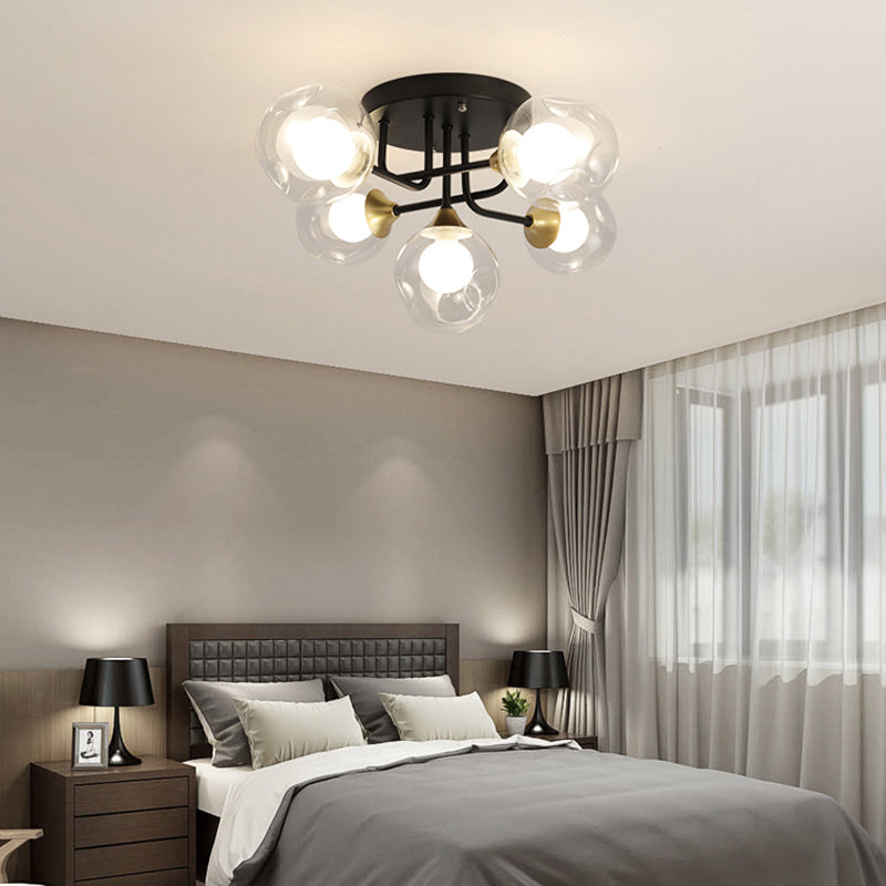 Blasenglas Deckenbeleuchtung zeitgenössischer Halbflush -Leuchte für Wohnzimmer