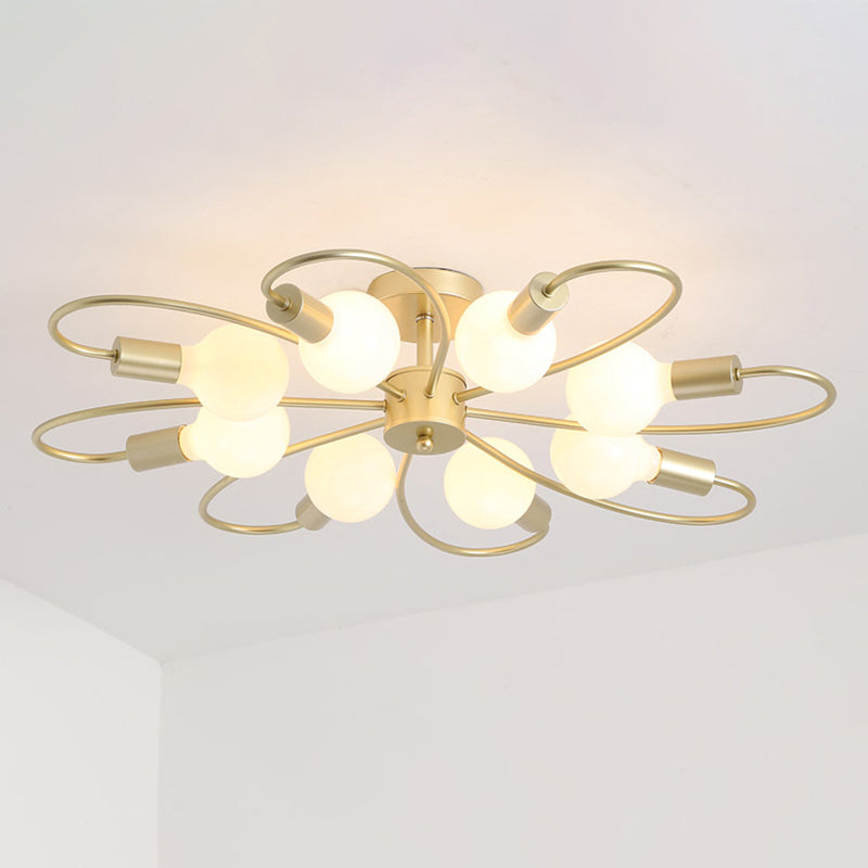 Offene Glühbirnen -Deckenleuchte moderne Metallmedizin Semi Flush Mount Light für Wohnzimmer