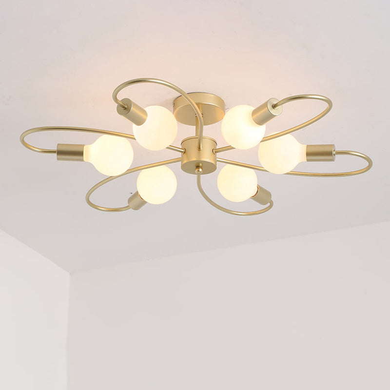 Offene Glühbirnen -Deckenleuchte moderne Metallmedizin Semi Flush Mount Light für Wohnzimmer