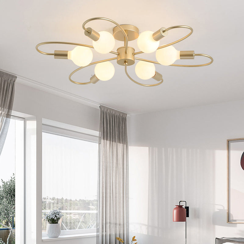Offene Glühbirnen -Deckenleuchte moderne Metallmedizin Semi Flush Mount Light für Wohnzimmer