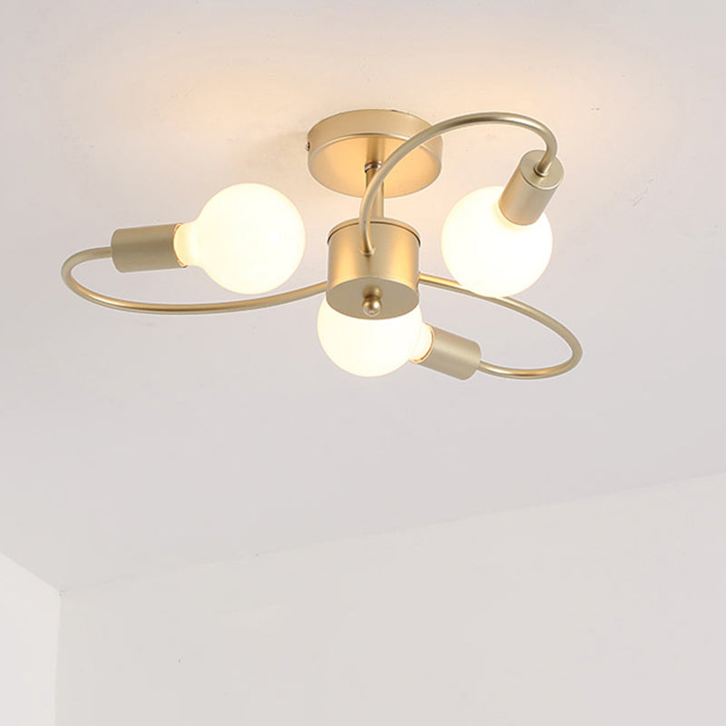 Offene Glühbirnen -Deckenleuchte moderne Metallmedizin Semi Flush Mount Light für Wohnzimmer