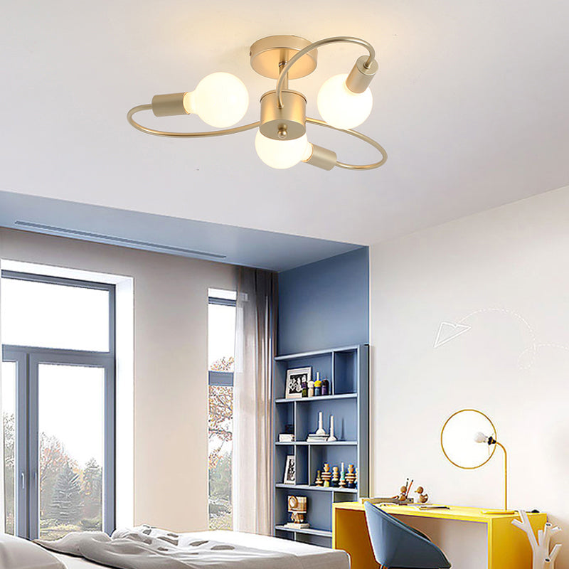 Offene Glühbirnen -Deckenleuchte moderne Metallmedizin Semi Flush Mount Light für Wohnzimmer