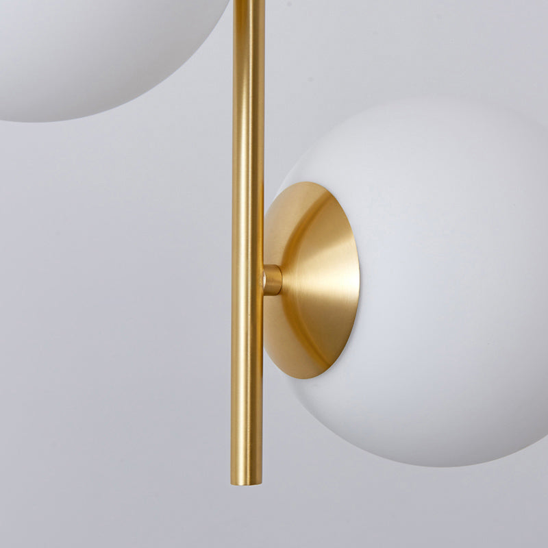 Opaque Glass Spherical Chandelier Minimalism 2-Head Gold Suspension Light for Dining Room