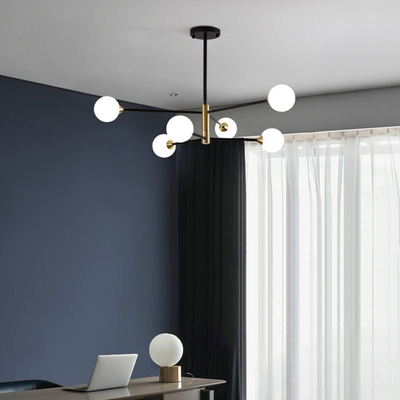 Lampadario camera da letto leggero sospensione in stile nordico con tonalità di vetro bianco a sfera