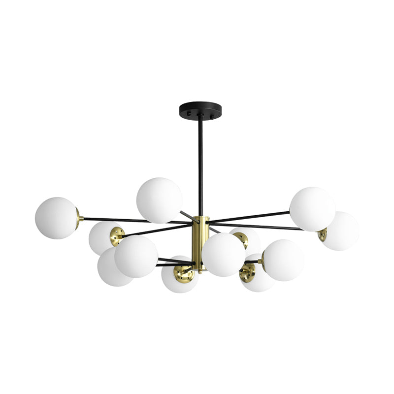 Postmodern Sputnik Pendant Light Fixture Glass Living Room Chandelier in Black-Gold