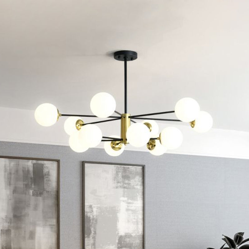Postmodern Sputnik Pendant Light Fixture Glass Living Room Chandelier in Black-Gold
