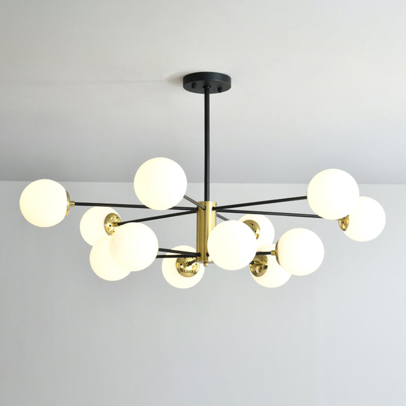 Postmodern Sputnik Pendant Light Fixture Glass Living Room Chandelier in Black-Gold