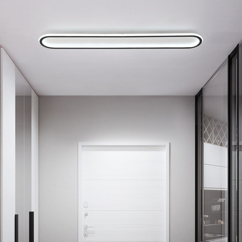 Acrylic Oblong Led Flush Mount Ceiling Light Minimalism Black Finish Flushmount for Corridor
