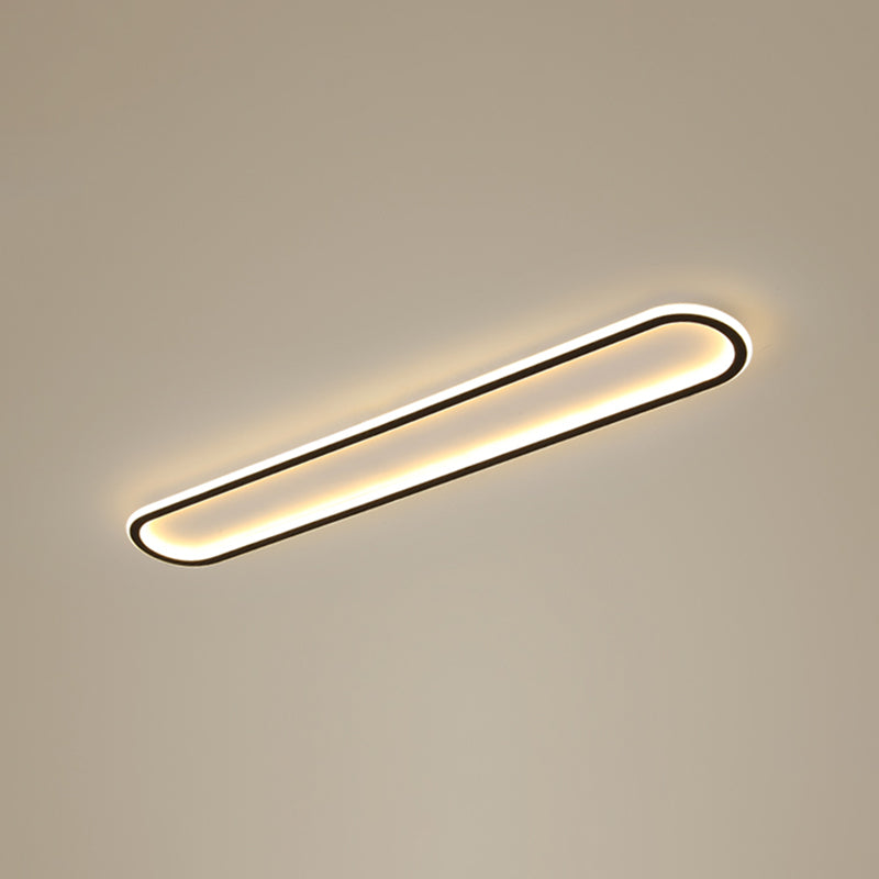 Acrylic Oblong Led Flush Mount Ceiling Light Minimalism Black Finish Flushmount for Corridor