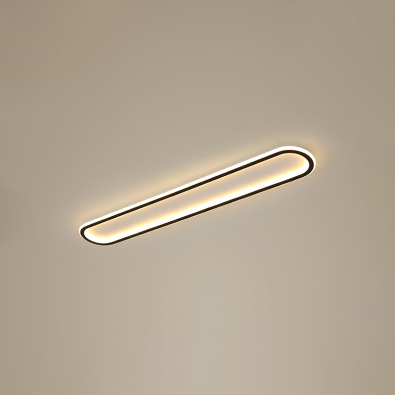 Acrylic Oblong Led Flush Mount Ceiling Light Minimalism Black Finish Flushmount for Corridor