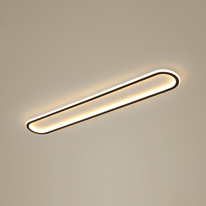 Acrylic Oblong Led Flush Mount Ceiling Light Minimalism Black Finish Flushmount for Corridor