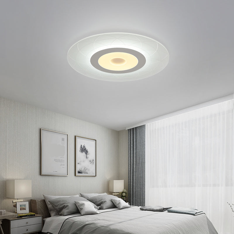 Witte ultradunne inbouwplafondlamp Minimalisme Acryl LED-inbouwlamp met bloemmotief