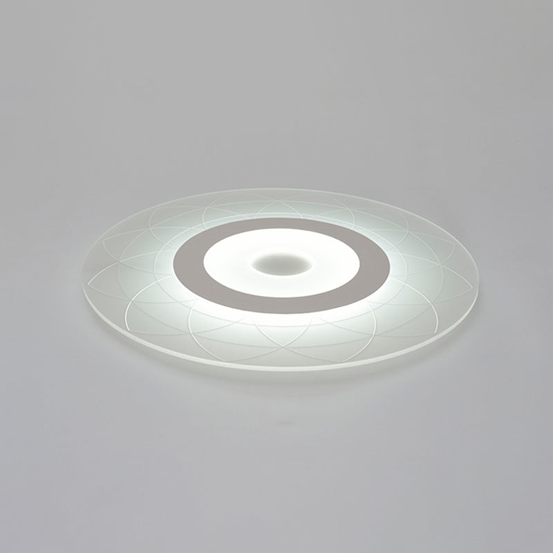 White Ultrathin Flush Ceiling Light Minimalism Acrylic LED Flush Light Fixture with Floral Pattern