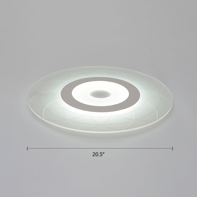 White Ultrathin Flush Ceiling Light Minimalism Acrylic LED Flush Light Fixture with Floral Pattern