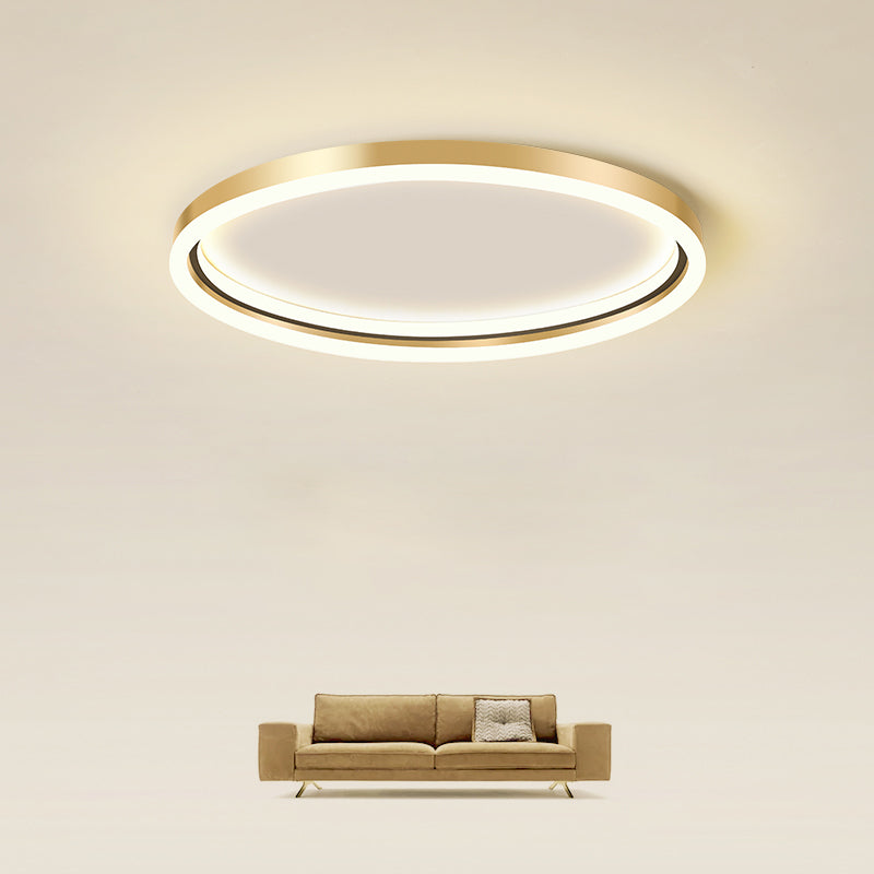 Aluminum Ring Ceiling Flush Mount Light Simplicity Golden LED Flush Mounted Lamp for Bedroom