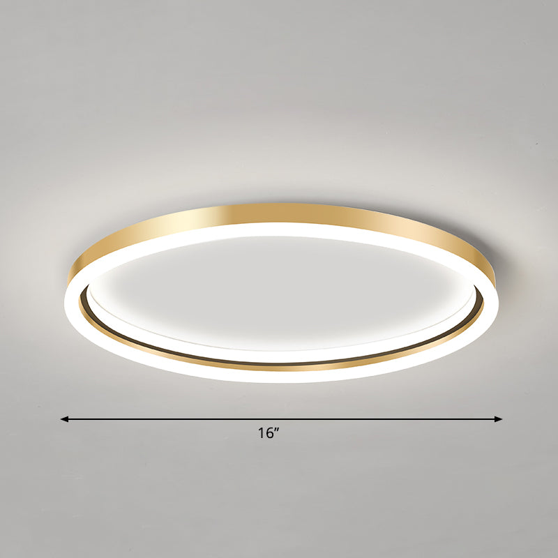 Aluminum Ring Ceiling Flush Mount Light Simplicity Golden LED Flush Mounted Lamp for Bedroom