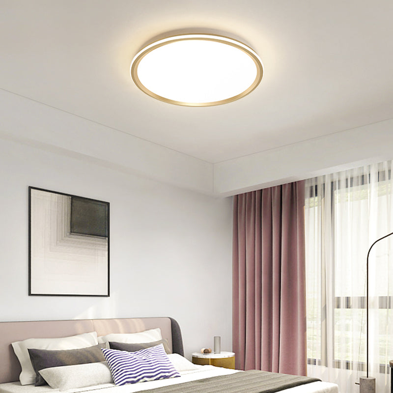 Disc Flush-Mount Light Fixture Simplicity Acrylic Bedroom LED Ceiling Lamp in Gold